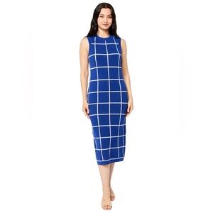 ESPRIT Blue Grid Pattern Sleeveless Dress NWT